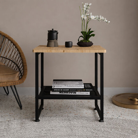 AirSleeperz® nachtkastje metaal Black/Wood 51x33x47 cm