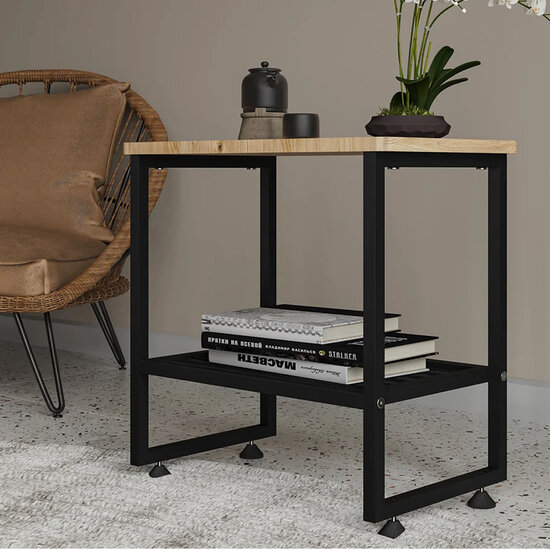 AirSleeperz® nachtkastje metaal Black/Wood 51x33x47 cm