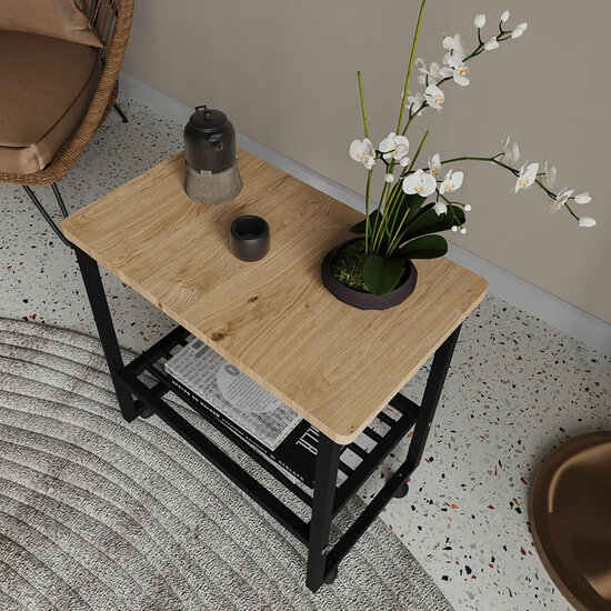 AirSleeperz® nachtkastje metaal Black/Wood 51x33x47 cm