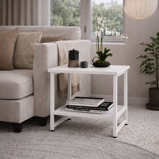 AirSleeperz® nachtkastje metaal White/Wood 51x33x47 cm