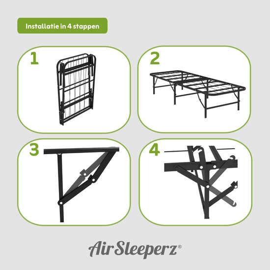 AirSleeperz® opvouwbaar bed Joost Basic Black 90x200 cm - 1 persoons