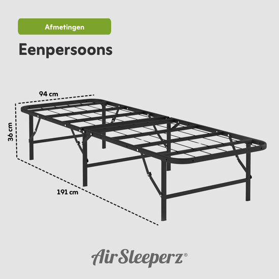 AirSleeperz® opvouwbaar bed Joost Basic Black 90x200 cm - 1 persoons