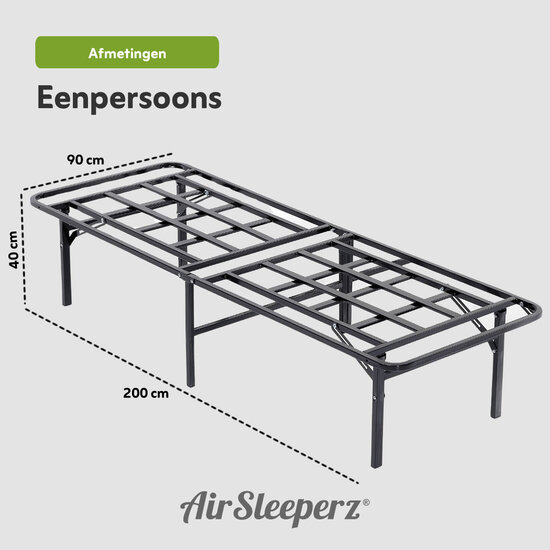 AirSleeperz® opvouwbaar bed Joost Premium Black 90x200 cm - 1 persoons