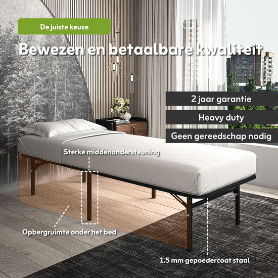 AirSleeperz® opvouwbaar bed Joost Premium Black 90x200 cm - 1 persoons