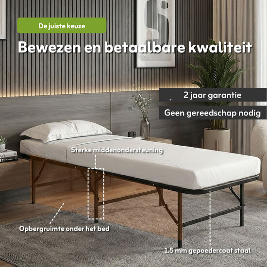 AirSleeperz® opvouwbaar bed Joost Basic Black 90x200 cm - 1 persoons