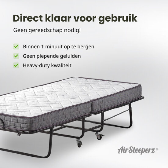 AirSleeperz® opvouwbaar bed Merel 80x200 cm - 1 persoons
