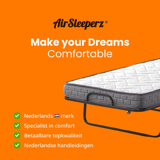 AirSleeperz® opvouwbaar bed Merel 80x200 cm - 1 persoons