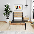 AirSleeperz® metalen bedframe Max Black/Wood 90x200 cm - 1 persoons | 2eKans
