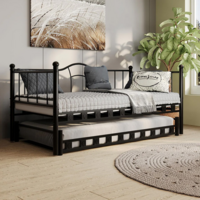 metalen slaapbank Lisa Black 90x200 cm - 2 persoons