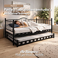 AirSleeperz® metalen slaapbank Lisa Black 90x200 cm - 2 persoons