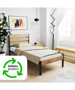metalen bedframe Max Black/Wood 90x200 cm - 1 persoons | 2eKans