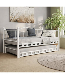 metalen slaapbank Lisa White 90x200 cm - 2 persoons