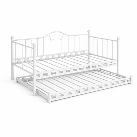 AirSleeperz® metalen slaapbank Lisa White 90x200 cm - 2 persoons