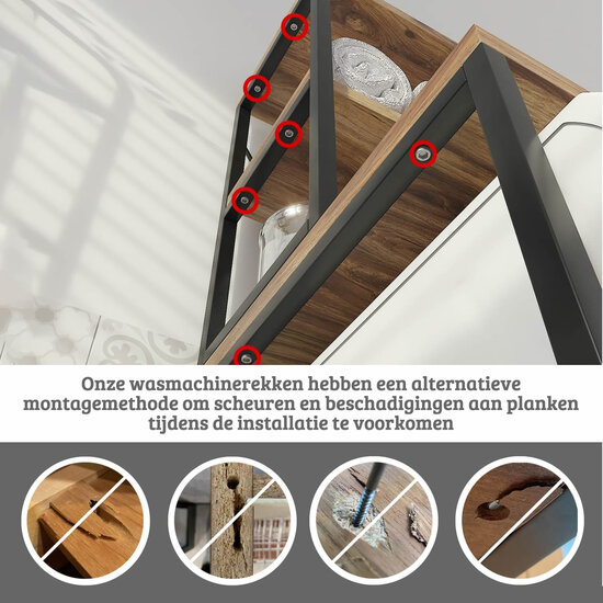 AirSleeperz® wasmachine ombouw rek Walnut+White (50x68x155 cm) | 2eKans