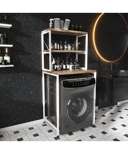 wasmachine ombouw rek Walnut+White (50x68x155 cm) | 2eKans