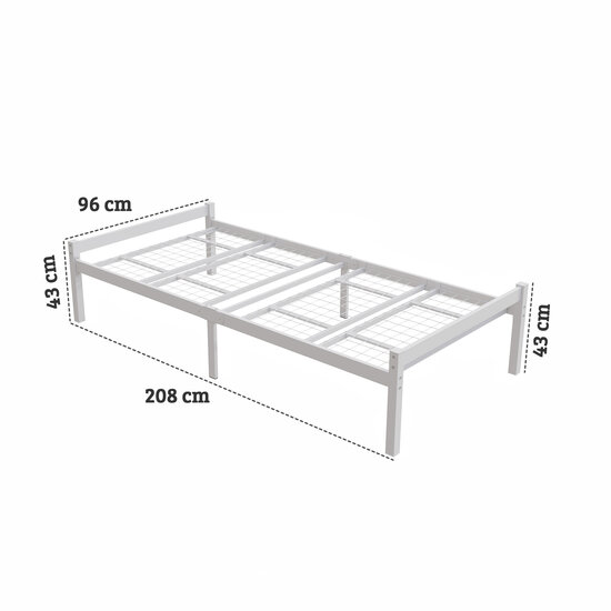 AirSleeperz® metalen bedframe Luuk White 90x200 cm - 1 persoons