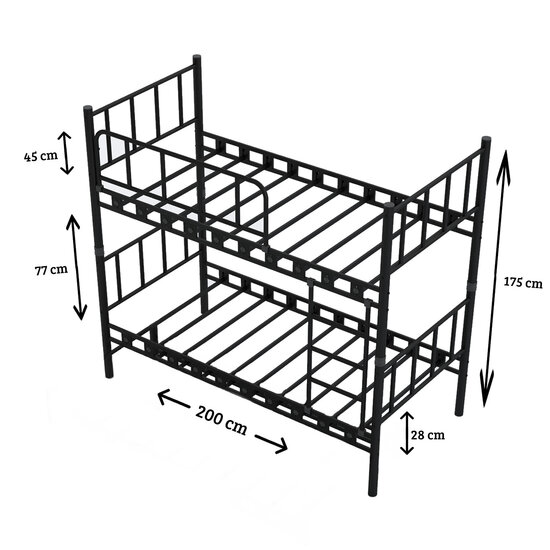 AirSleeperz® metalen stapelbed Emma Family Black 90x200x175 cm | 2eKans