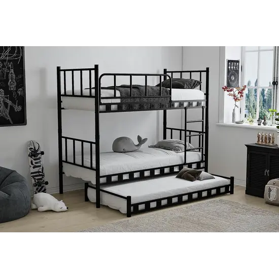 AirSleeperz® metalen stapelbed Emma Family Black 90x200x175 cm | 2eKans