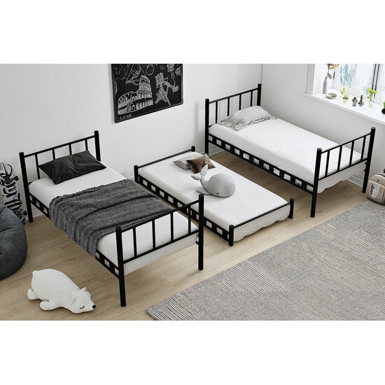 AirSleeperz® metalen stapelbed Emma Family Black 90x200x175 cm | 2eKans