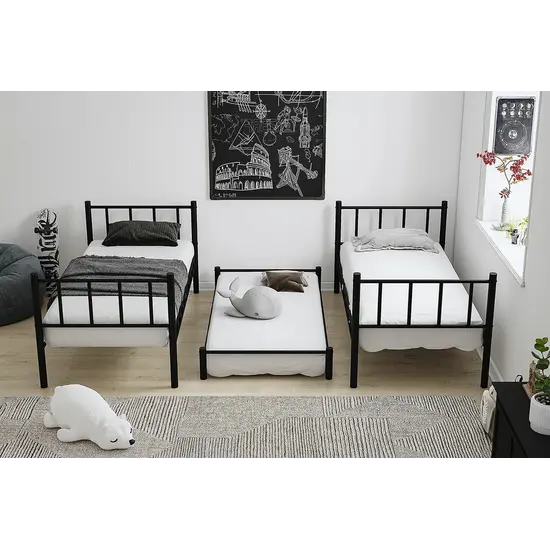 AirSleeperz® metalen stapelbed Emma Family Black 90x200x175 cm | 2eKans
