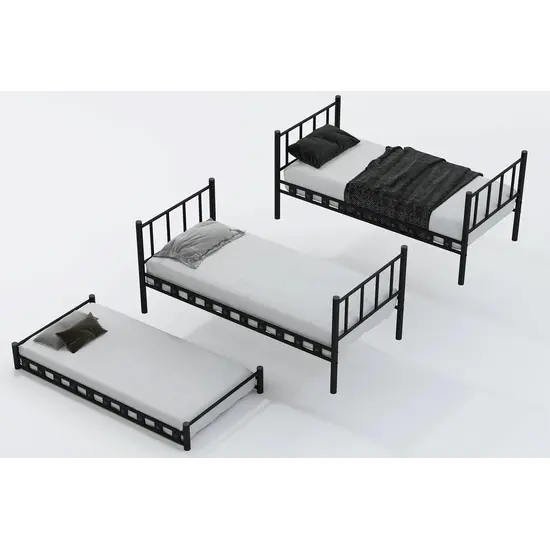 AirSleeperz® metalen stapelbed Emma Family Black 90x200x175 cm | 2eKans