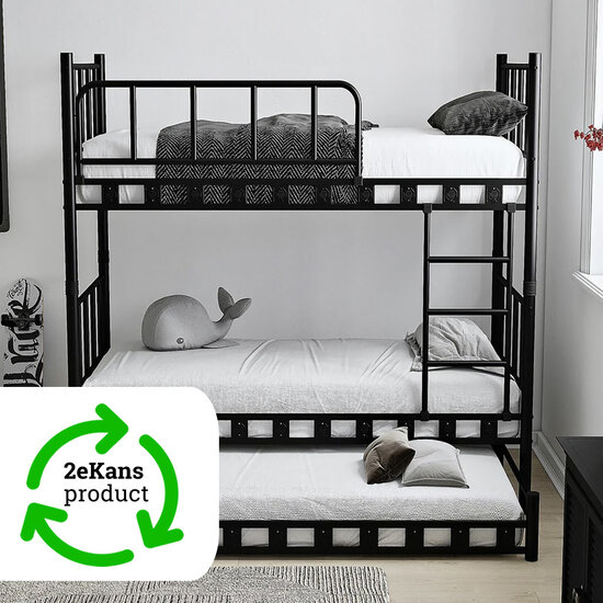 AirSleeperz® metalen stapelbed Emma Family Black 90x200x175 cm | 2eKans