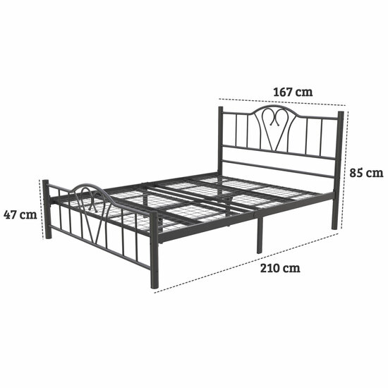 AirSleeperz® metalen bedframe Eva Black 160x200 cm - 2 persoons