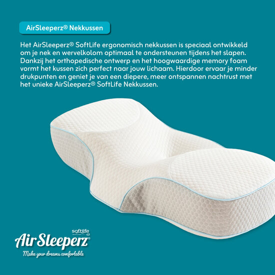 AirSleeperz® SoftLife Ergonomisch Nekkussen Memory Foam 67x36 cm