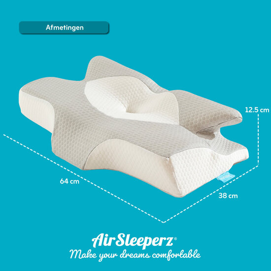 AirSleeperz® SoftLife Ergonomisch Fysio Hoofdkussen Memory Foam 64x38 cm