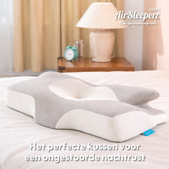 AirSleeperz® SoftLife Ergonomisch Fysio Hoofdkussen Memory Foam 64x38 cm