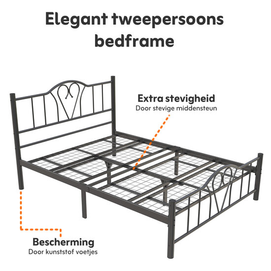 AirSleeperz® metalen bedframe Eva Black 160x200 cm - 2 persoons