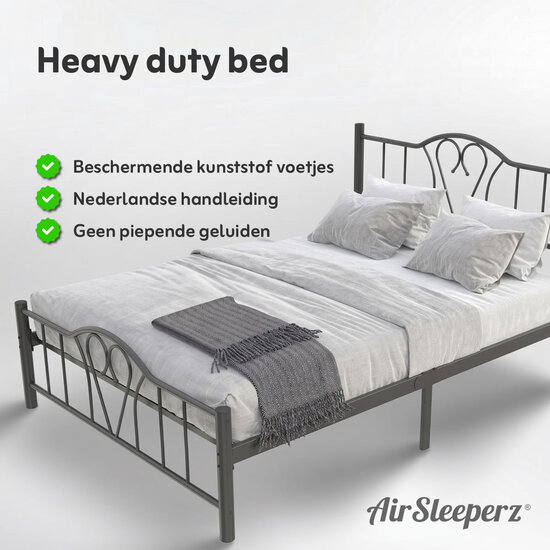 AirSleeperz® metalen bedframe Eva Black 160x200 cm - 2 persoons