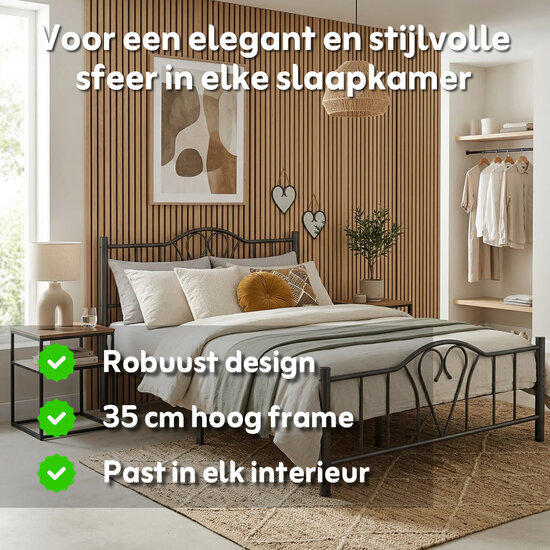 AirSleeperz® metalen bedframe Eva Black 160x200 cm - 2 persoons