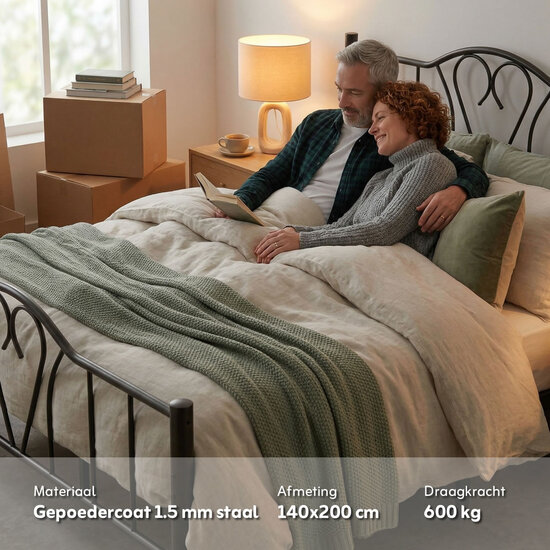 AirSleeperz® metalen bedframe Eva Black 140x200 cm - 2 persoons