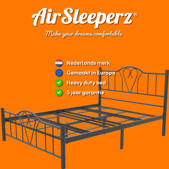 AirSleeperz® metalen bedframe Eva Black 140x200 cm - 2 persoons