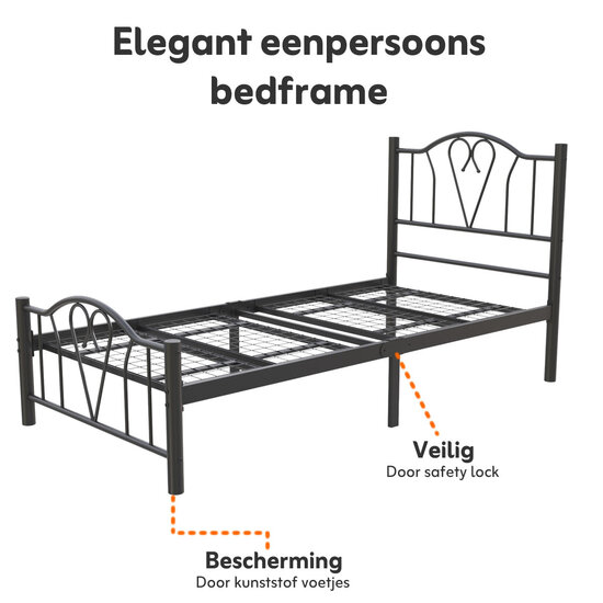 AirSleeperz® metalen bedframe Eva Black 90x200 cm - 1 persoons