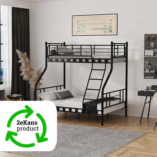 AirSleeperz® metalen stapelbed Bram Black 140x200x198 cm | 2eKans