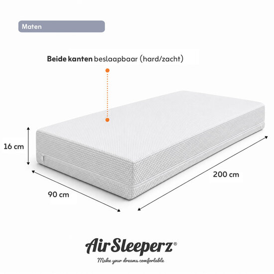 AirSleeperz® traagschuim matras 90x200 cm - 1 persoons
