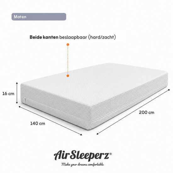 AirSleeperz® traagschuim matras 140x200 cm - 2 persoons