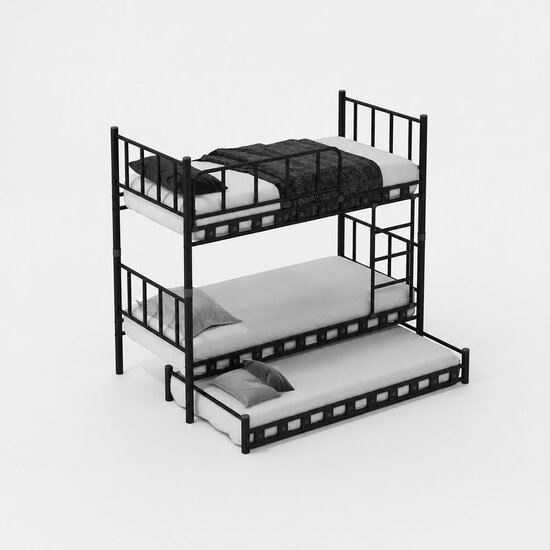 AirSleeperz® metalen stapelbed Emma Family Black 90x200x175 cm
