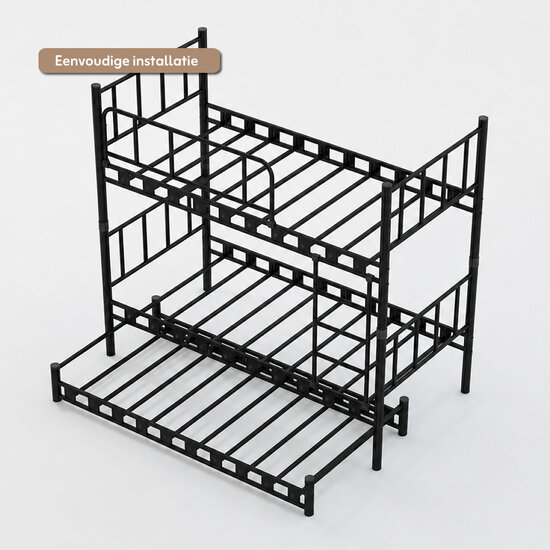 AirSleeperz® metalen stapelbed Emma Family Black 90x200x175 cm