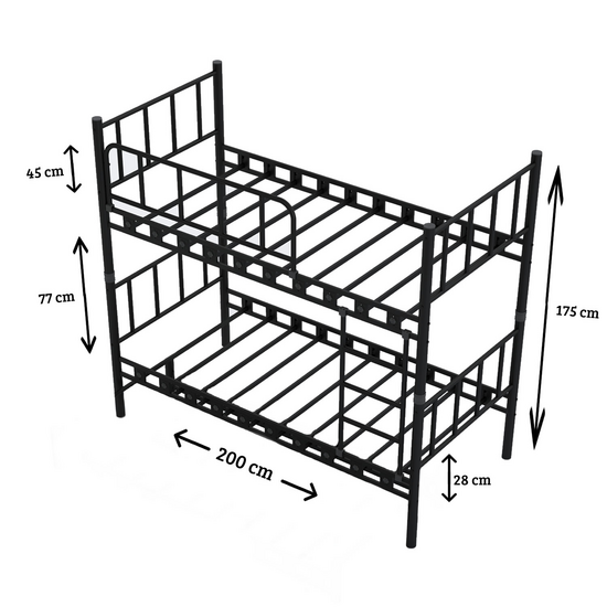 AirSleeperz® metalen stapelbed Emma Family Black 90x200x175 cm