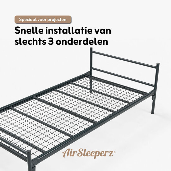 AirSleeperz® Metalen projectbed Manon 90x200 cm - 1 persoons