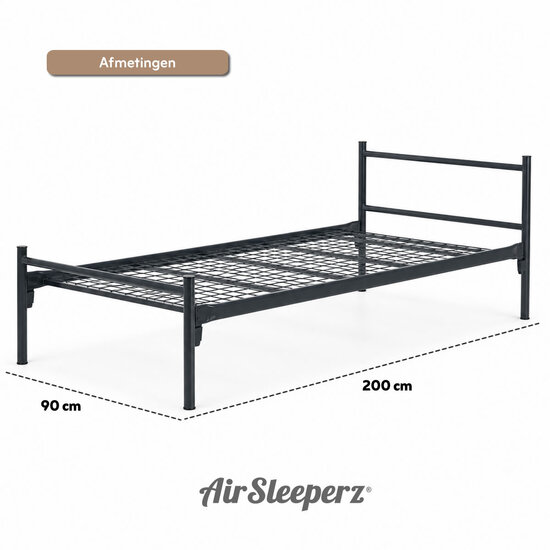 AirSleeperz® Metalen projectbed Manon 90x200 cm - 1 persoons