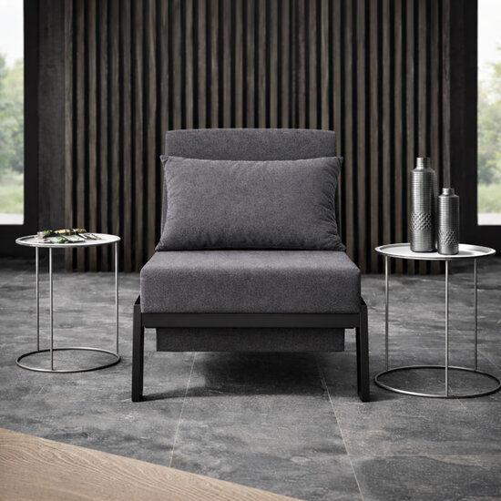 AirSleeperz® metalen slaapfauteuil Noud Black 63x70x82 cm - 1 persoons - 2eKans