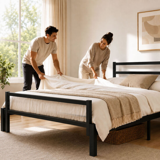 AirSleeperz® metalen bedframe Job Black 180x200 cm - 2 persoons