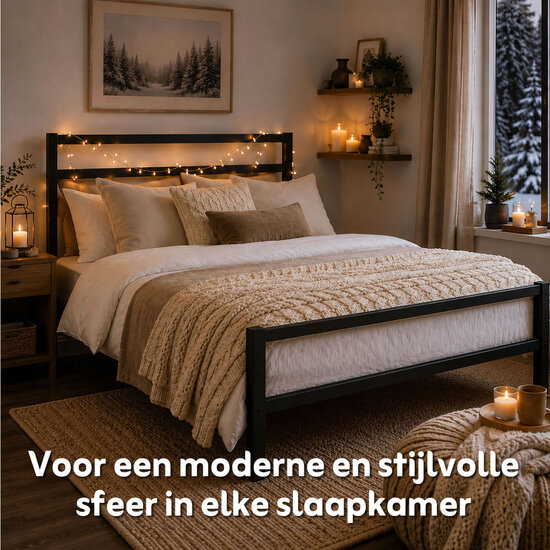 AirSleeperz® metalen bedframe Job Black 160x200 cm - 2 persoons | 2eKans