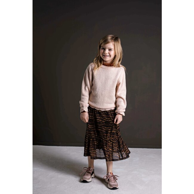 Like Flo Meisjes rok - AOP mesh lang - Camel