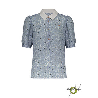 NoBell Meisjes blouse - Tami - Blauw Fog