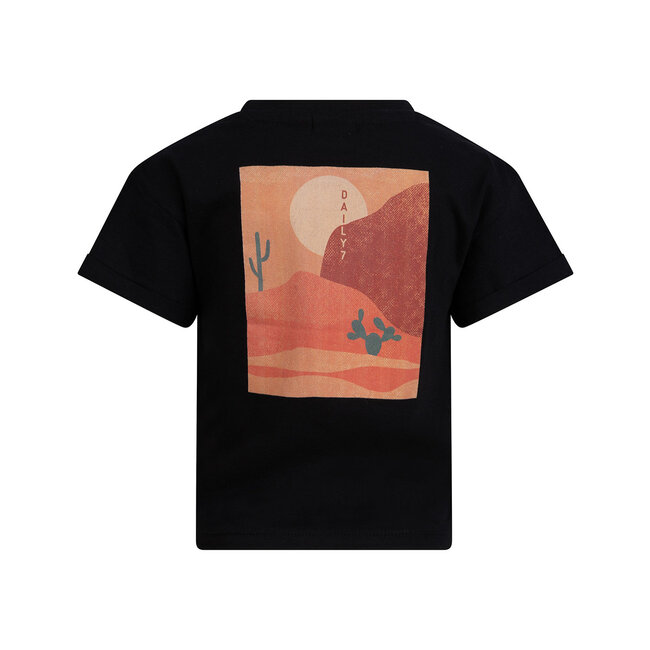 Daily7 Meisjes t-shirt print - Zwart